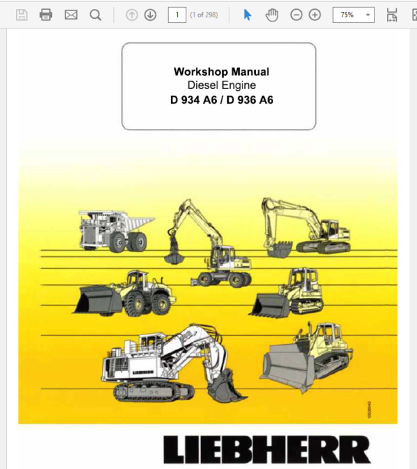 Liebherr Diesel Engines D934 A6 D936 A6 Service Manual