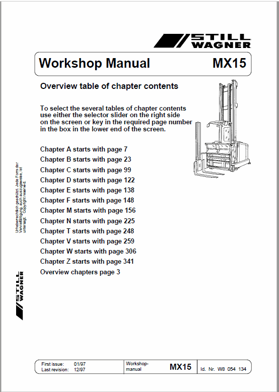 Still MX15 Order Picker Truck Workshop Repair Manual