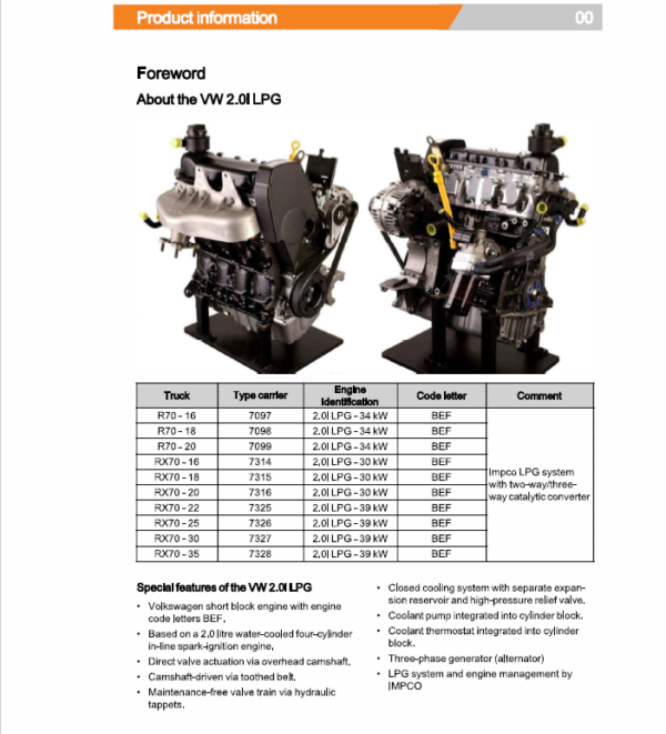 Still Engine VW 2.0i SPI (BEF) with Impco LPG System Repair Manual