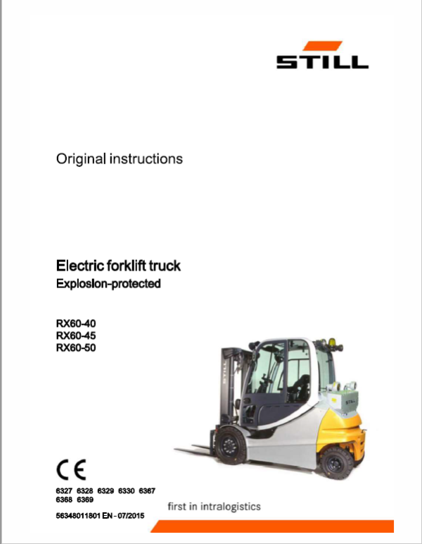 Still Electric Forklift Truck RX60: Model RX60-40, RX60-45, RX60-50 Repair Manual