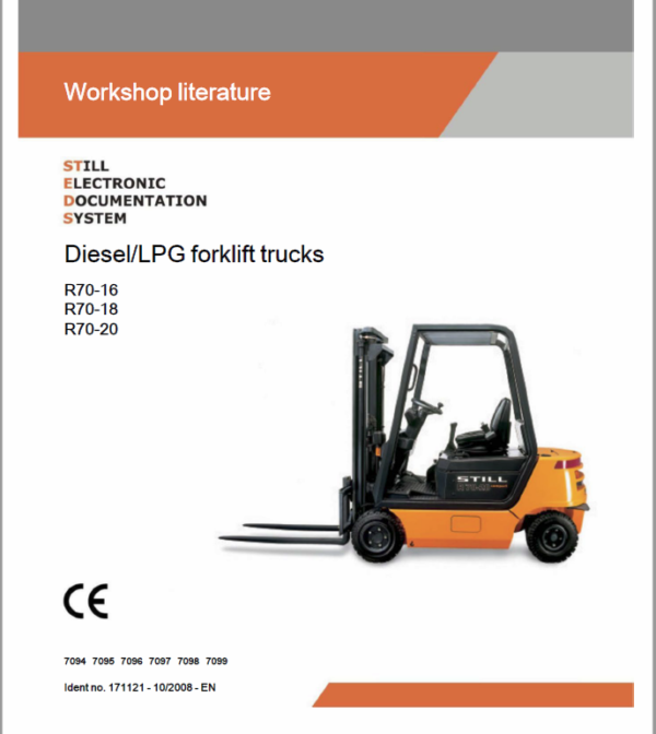 Still Electric Fork Truck R70: R70-16 R70-18 R70-20 Repair Circuit Workshop Operating Manual