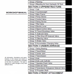 Hitachi ZAXIS ZX210W-3 and ZX220W-3 Excavator Service Manual