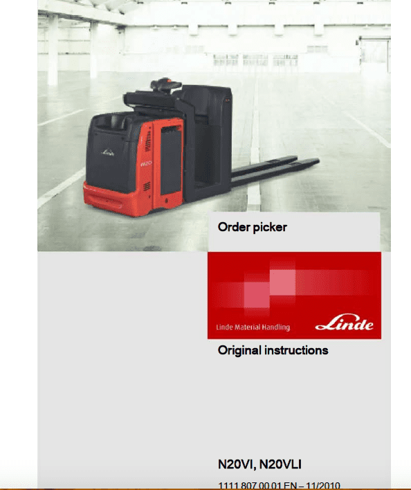 Linde 1111 Order Picker: N20VI, N20VLI Service Training (Workshop) Manual