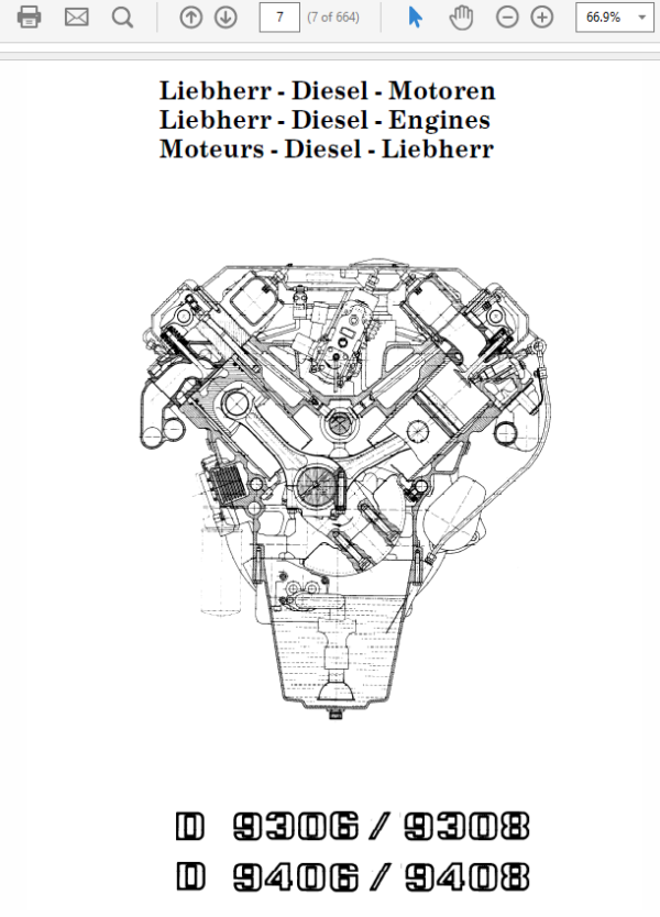 Liebherr Diesel Engine D9306 9308 9406 9408 Service Manual TM-1831 & TM-2224