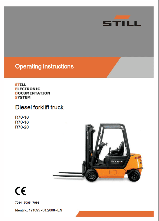 Still Electric Fork Truck R70: R70-16 R70-18 R70-20 Repair Circuit Workshop Operating Manual