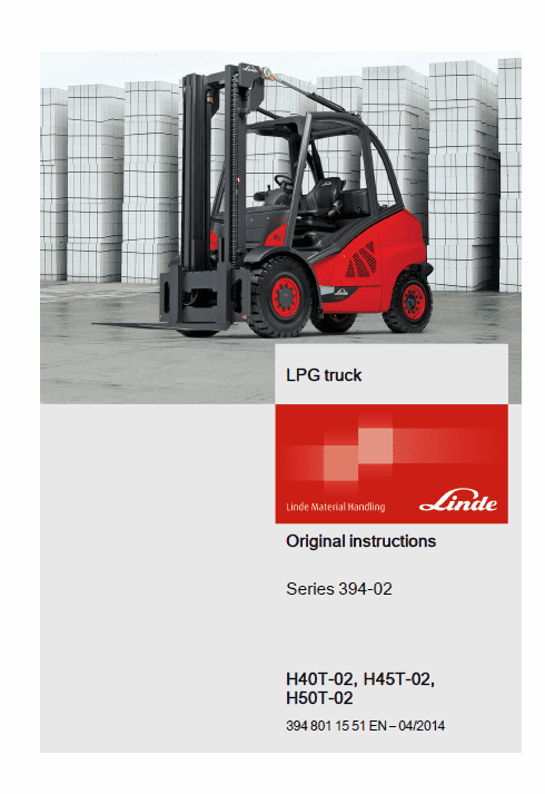 Linde 394 Forklift Truck H-Series: H40, H45, H50 Service Training (Workshop) Manual