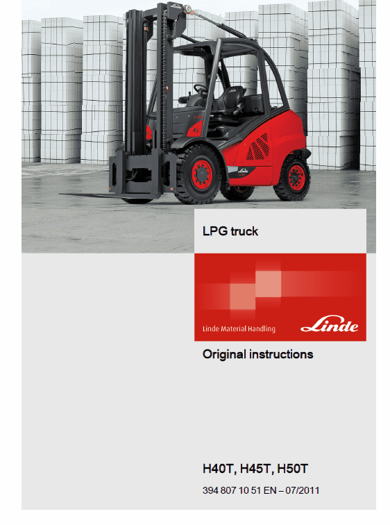 Linde 394 Forklift Truck H-Series: H40, H45, H50 Service Training (Workshop) Manual