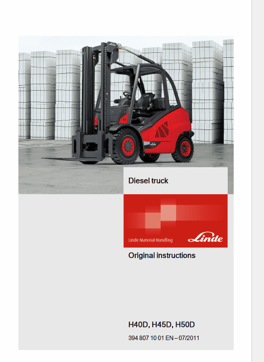 Linde 394 Forklift Truck H-Series: H40, H45, H50 Service Training (Workshop) Manual