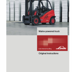 Linde 394 Forklift Truck H-Series: H40, H45, H50 Service Training (Workshop) Manual