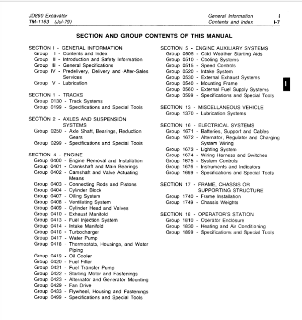 John Deere 890 Excavator Service Manual TM-1163