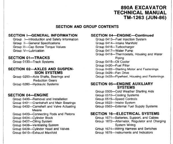 John Deere 890A Excavator Service Manual TM-1263