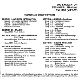 John Deere 990 Excavator Service Manual TM-1230