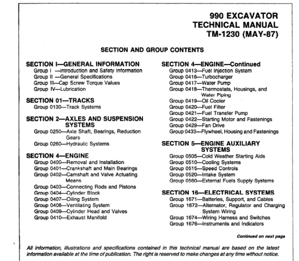 John Deere 990 Excavator Service Manual TM-1230