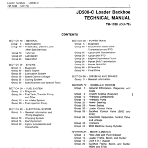 John Deere 500C Loader Backhoe Service Manual TM-1038