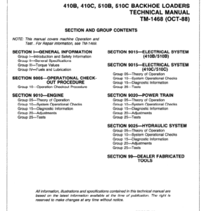 John Deere 410B, 410C, 510B, 510C Backhoe Loader Service Manual