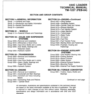 John Deere 444C Loader Service Manual TM-1227