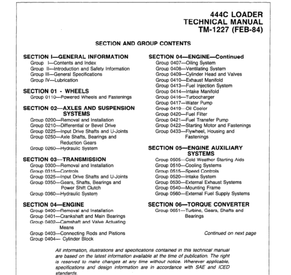 John Deere 444C Loader Service Manual TM-1227