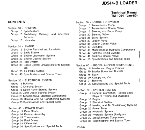 John Deere 544B Loader Service Manual TM-1094