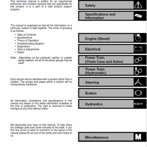 John Deere 260, 270 Skid-Steer Loader Service Manual TM-1780