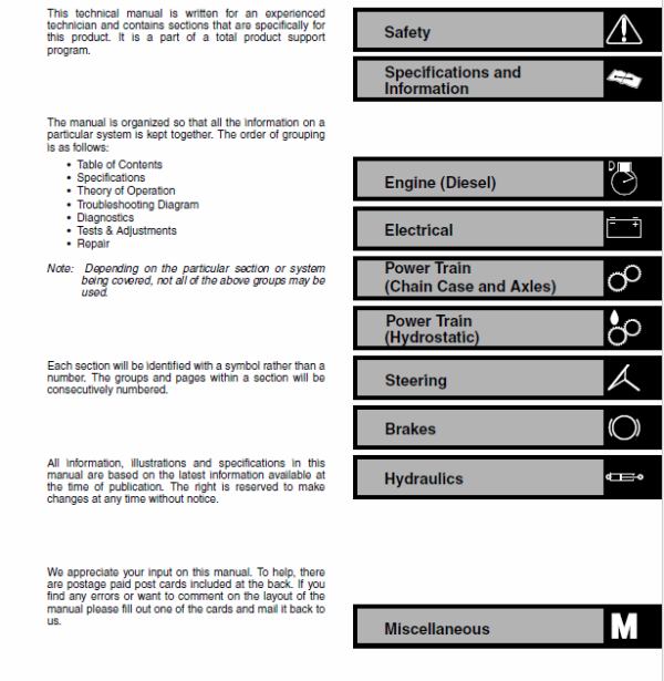 John Deere 260, 270 Skid-Steer Loader Service Manual TM-1780