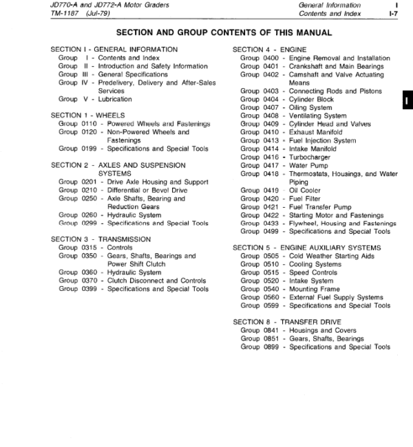 John Deere 770A, 700AH, 772A, 772AH  Motor Grader Service Manual TM-1361