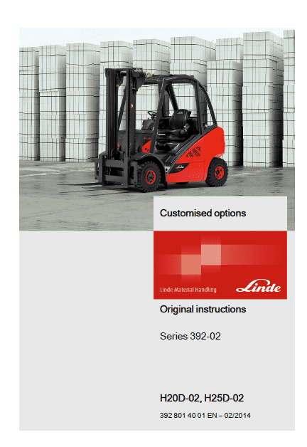 Linde 392 Forklift : H20D, H25D, H20T, H25T Service Repair Manual