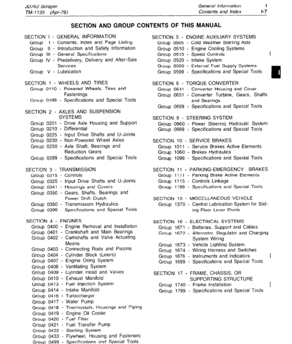 John Deere 762 Scraper Service Manual TM-1135