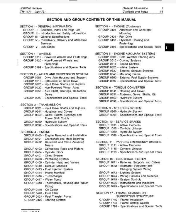 John Deere 860B Scraper Service Manual TM-1171