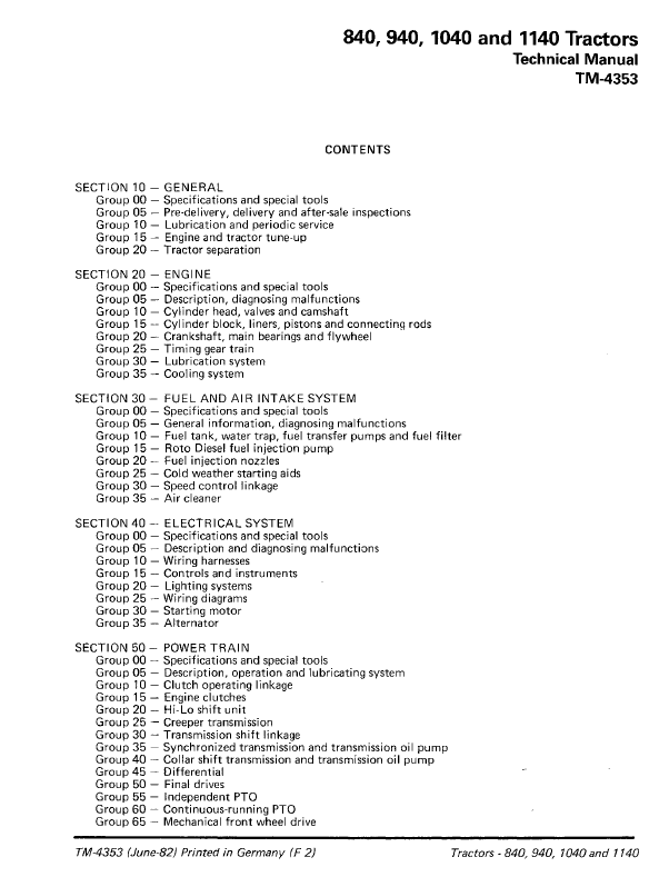 John Deere 840, 940, 1040, 1140 Tractors Service Manual TM-4353