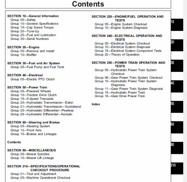 John Deere 130, 160, 165, 175, 180, 185 Lawn Tractors Service Manual