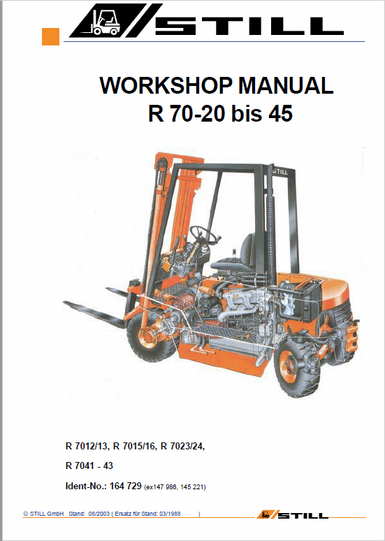 Still Electric Fork Truck R70: R70-16 R70-18 R70-20 Repair Circuit Workshop Operating Manual