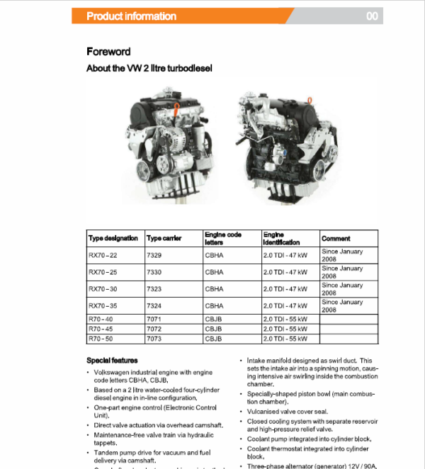 Still Engine VW 2.0i Turbo Diesel (CBHA, CBJB) Workshop Repair Manual