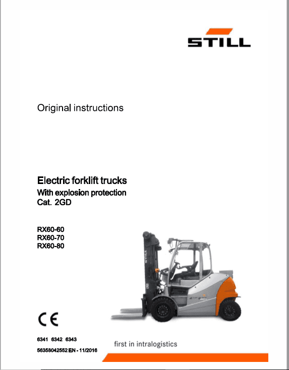 Still Electric Forklift Truck RX60: RX60: RX60-60, RX60-70, RX60-80 Repair Manual