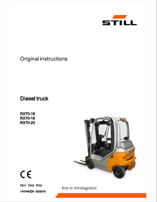 Still Electric Forklift Truck RX70: RX70-16, RX70-18, RX70-20 Repair Manual