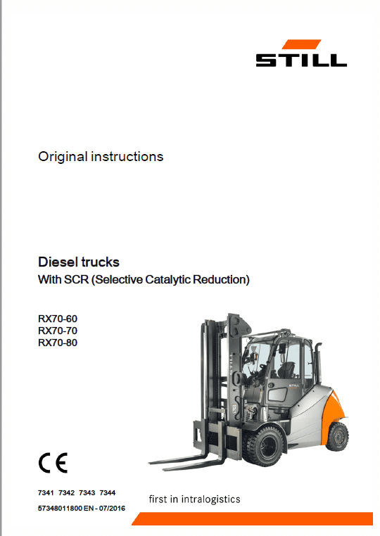 Still Electric Forklift Truck RX70: RX70-60, RX70-70, RX70-80 Repair Manual