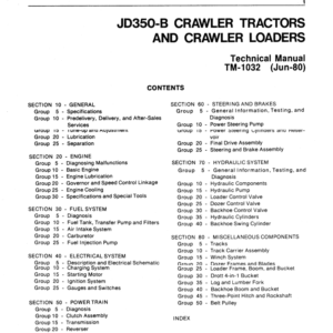 John Deere 350, 350B Crawler Tractor Loaders Service Manual TM-1032