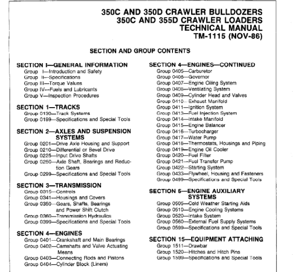 John Deere 350C, 350D, 355D Crawler Tractor Loaders Service Manual