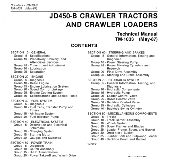 John Deere 450B Crawler Tractor Service Manual TM-1033