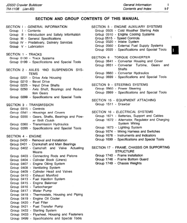 John Deere 550 Crawler Bulldozer Service Manual TM-1108