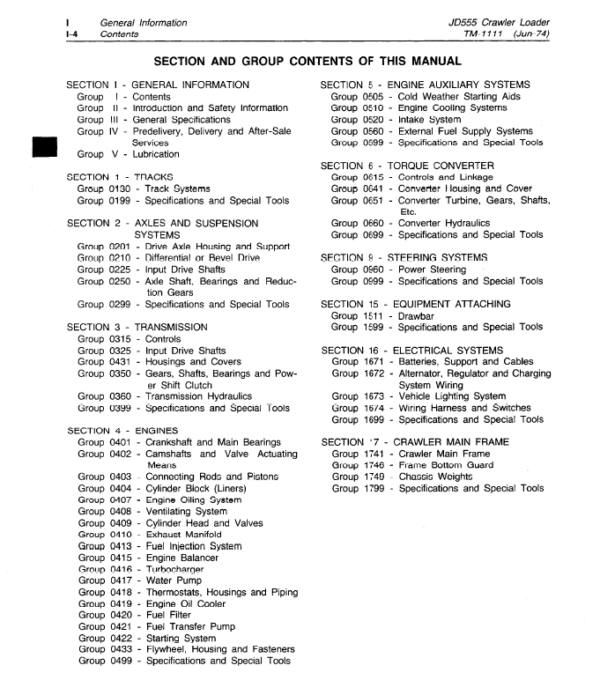 John Deere 555 Crawler Loader Service Manual TM-1111