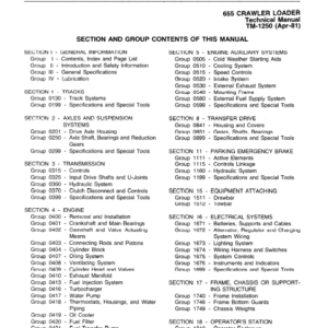 John Deere 655 Crawler Loader Service Manual TM-1250