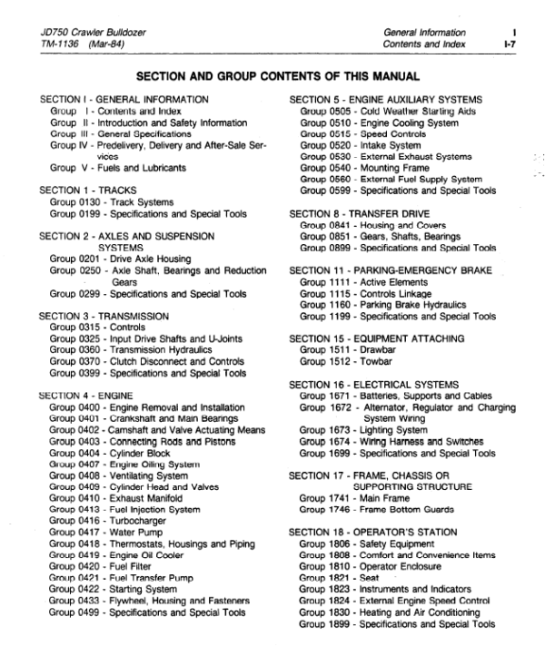 John Deere 750 Crawler Bulldozer Service Manual TM-1136