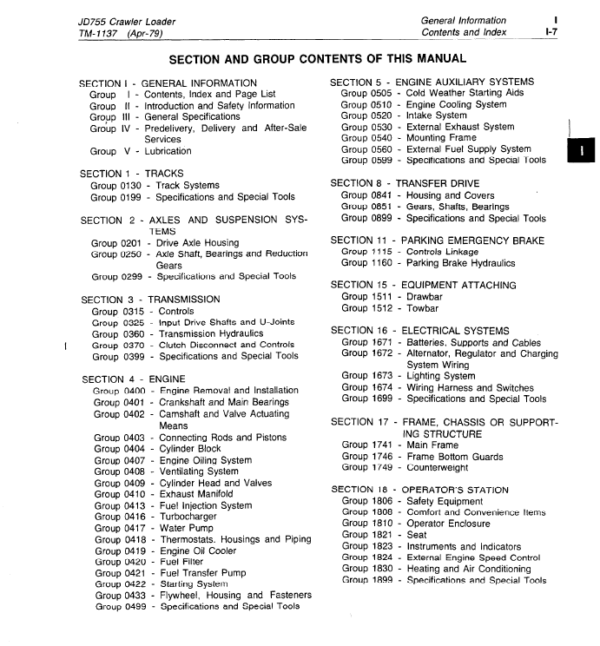 John Deere 755 Crawler Loader Service Manual TM-1137