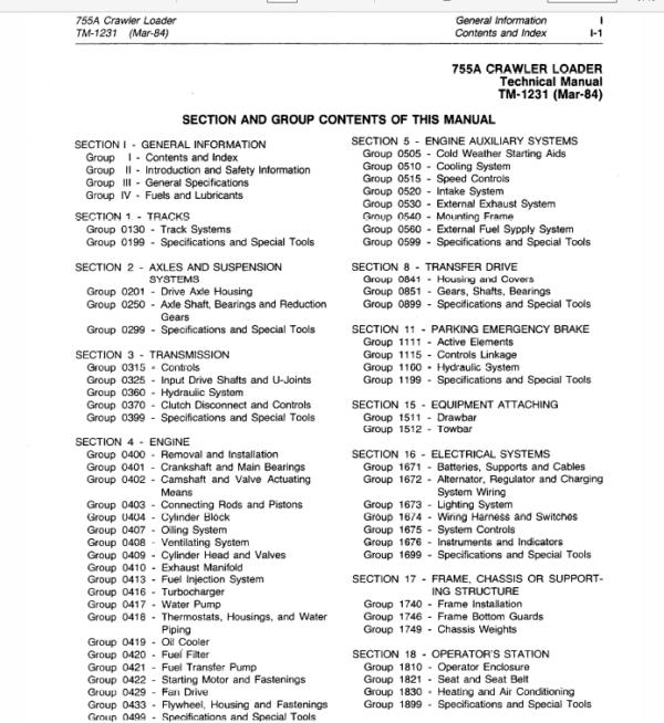 John Deere 755A Crawler Loader Service Manual TM-1231