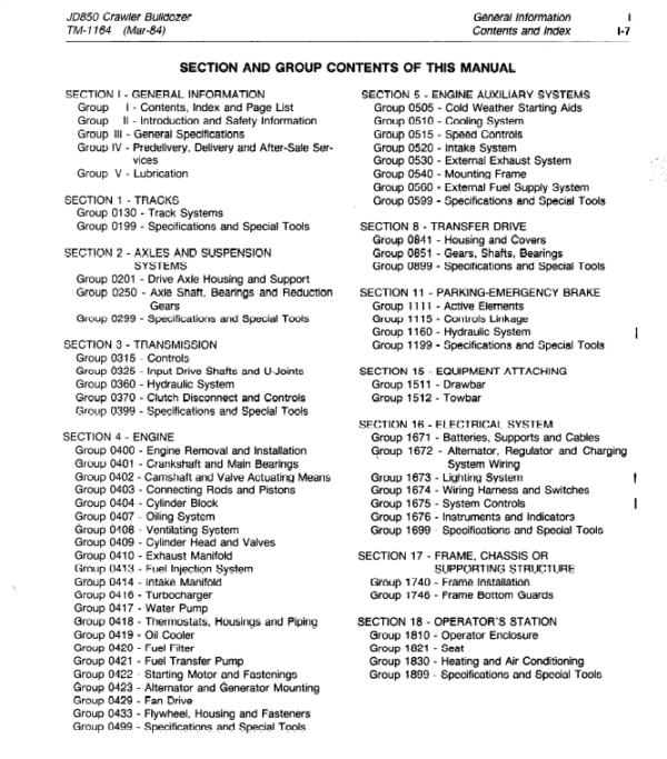 John Deere 850 Crawler Bulldozer Service Manual TM-1164