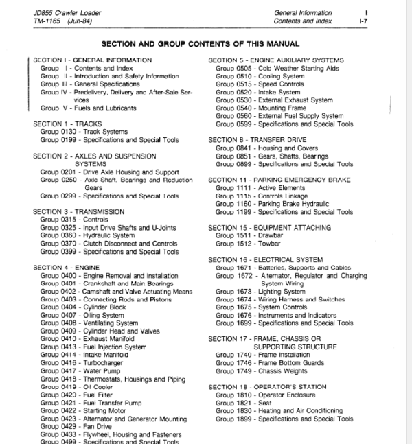 John Deere 855 Crawler Loader Service Manual TM-1165