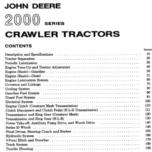 John Deere 2000 Series Crawler Tractors Service Manual SM-2037