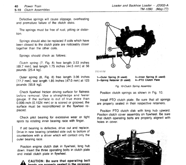 John Deere 302A Backhoe Loader Service Manual TM-1090