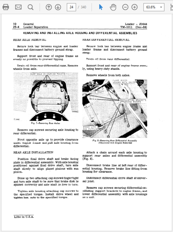 John Deere 644, 644A Loader Service Manual TM-1011