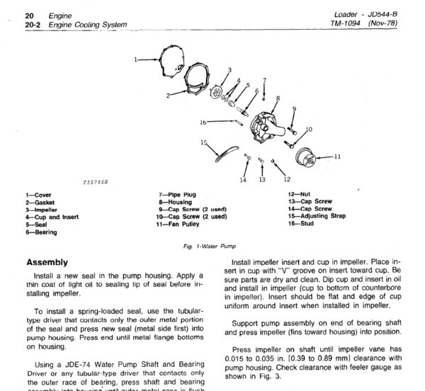 John Deere 544B Loader Service Manual TM-1094